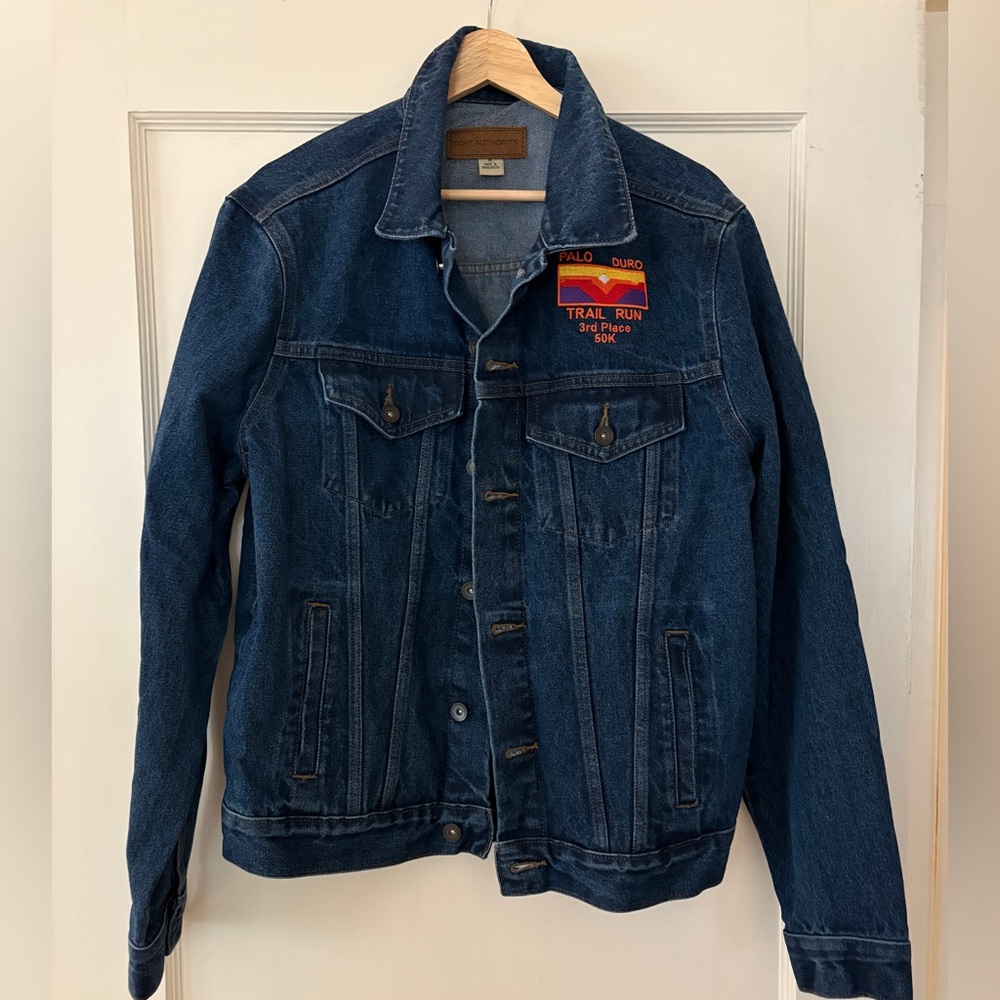 Palo Duro Embroidered one of a kind!Jean Jacket Blue Trail Run Race 50k Custom
